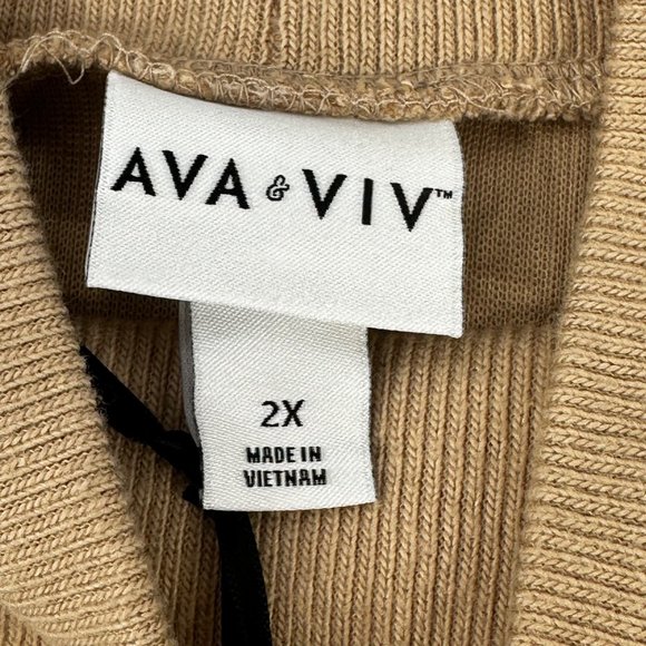 Ava And Viv Women's Size 2X 20W-22W Sweater Short Turtle Neck Ribbed Tan New - Picture 5 of 14
